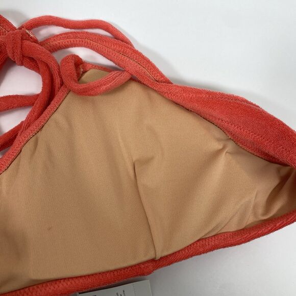 ⭐️ J Crew Bikini Top Swimsuit Double String Tie Triangle Sz 3X Terry Coral NWT - Picture 6 of 8